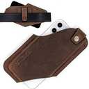 TobbinGear Leather Cell Phone Holster with Belt Clip, Leather Belt Pouch, Universal Phone Case on Belt for Men, Phone Holder for Smartphone, Right Handed, Dark Brown, Medium