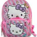Fast Forward Kid's Licensed 15" Pink Backpack With Lunch Box Combo Set - Agre: 3+ (Hello Kitty)