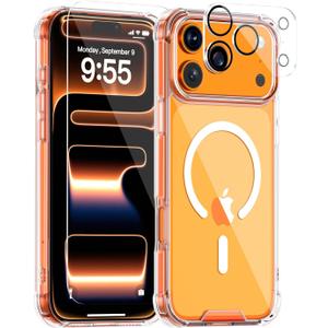 for iPhone 17 Pro Max Case with 4-Corner Shockproof Protection,Compatible with MagSafe,Clear Magnetic Case with Screen Protector & Camera Lens Protector, Military-Grade,Anti-Yellowing