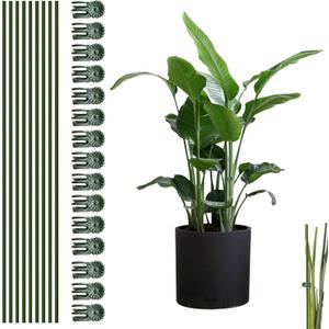 10pcs Green Plant Support Stakes with 15pcs Clips, Bendable Stakes for Tall Plants, Indoor & Outdoor Use (25PCS)