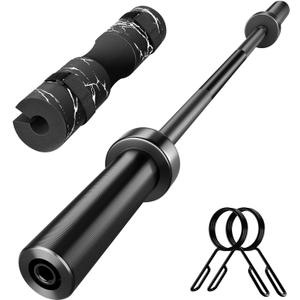 TEEMOO 4.85FT Home Gym Barbell Bar, Barbell Bar with 2 Spring Collars