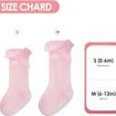 Baby Knee High Socks Girl Non Slip Toddler Stockings Cotton Bow Ruffle Newborn Long Socks Infant Dress Sock 0-6M/6-12M/1-3Y (Pink)