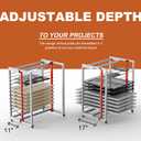 Drying Painting Rack for Cabinet Doors – 13-Tier Metal Panel Stand with Locking Wheels and Adjustable Depth, Medium