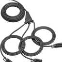 DEWENWILS Outdoor Extension Cord 1 to 3 Splitter, 3 Prong Outlets Plugs, Max 28ft End to End (40 FT Total),16/3C SJTW Weatherproof Wire for Outdoor String Lights, ETL (Black)