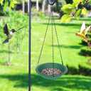 2 x Hanging Bird Feeder Tray with Drainage Holes for Outside Fit Most Seed, Rugged Recycled Plastic Feeding Station, Great for Attracting Wild Birds (12 inch, Green)