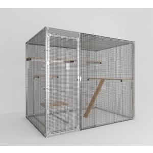 LINKHOO 7.84.9 FT Metal Catio Outdoor Cat Enclosure, Large Walk-in Cat House for Multiple Cats, DIY Cat Cage Kitty Enclosure Outside with 4 Platforms for Indoor/Outdoor Use, Silver