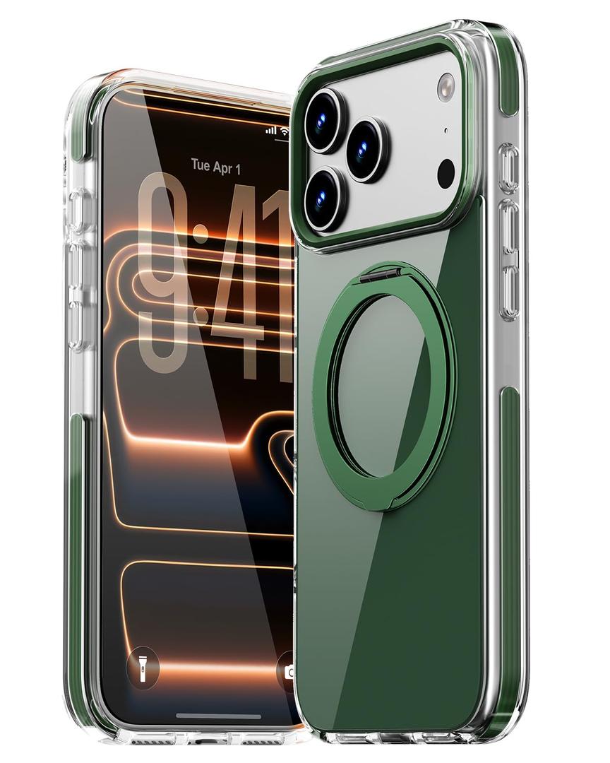 KUPEKIS Magnetic for iPhone 17 Pro Case 360 Spin Stand Green