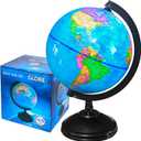 6'' Geographic World Globe, Kids Educational Globes with Stand, Decorative Rotating World Map Globes Decor, Political Globe for Child Classroom Geography Teaching, Kids Room