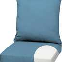 Arden Outdoor Foam Deep Seat Cushion Set, 22 in x 24 in, Weather-Proof, Rain-Proof, Fade Resistant Patio Cushion, Bottom and Back Cushion for Chair, Sofa, and Couch French Blue Texture (1 Pack)