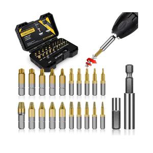 Gifts for Men, 22Pcs Titanium Screw Extractor Set - Remover for Stripped Head Screws Nuts & Bolts Drill Bit Tools for Easy Removal of Rusty & Broken Hardware High Speed Steel Superb Gift