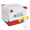 100 Pack Disposable Oral Swabs, Sterile Dental Sponge Swabsticks Unflavored for Mouth & Gum Cleaning - Yellow