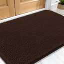 OLANLY Dog Door Mat for Muddy Paws 34x21, Absorbs Moisture and Dirt, Absorbent Non-Slip Washable Doormat, Quick Dry Chenille Mud Mat for Dogs, Entry Indoor Entryway Carpet for Inside Floor, Brown
