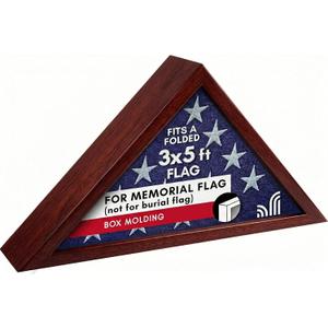 Americanflat Small Folded Flag Display Case - Fits Folded 3x5' Ceremonial Flags (Not for Burial Flag) - Silhouette Collection - Display Box for Wall or Tabletop - Mahogany