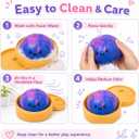 Blue-Pink Tie Dye Dumpling Squishies Toys with Food Steamer,Colorful Squeeze Dough Fidget Sensory Stress Balls,Stretchy Hand Desk Toys for Stress Relief Squishies Dumpling Gifts