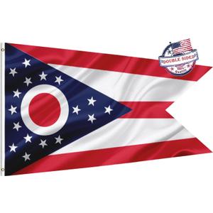 Ohio State Flag 3x5 Double Sided- Heavy Duty 3ply Ohio OH State Flags Super Durable 4 Rows Stitched Edge Canvas Header with 2 Brass Grommets
