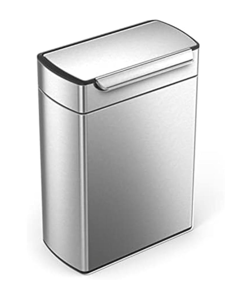 simplehuman 48 Liter / 12.7 Gallon Touch-Bar Dual Compartment Kitchen Recycling Trash Can, Brushed Stainless Steel