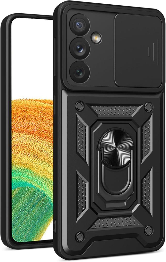 Compatible with Tecno Pova Neo 2 Bracket Shell,with Slide Camera Lens Cover Compatible with Tecno Pova Neo 2 LG6n Case Black