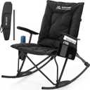 Huskfirm Oversized Rocking Camping Chair Folding Rocking Chair with High Back Padded Outdoor Rocking Chair Heavy Duty Portable Rocker Chair for Camping, Lawn and Patio, Supports Up to 400 lbs, Black, 38.3 x 25 x 19.7 inches