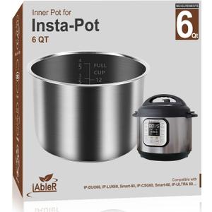 Genuine Inner Pot for Instant Pot 6 Qt Pot for InstaPot Inner Cooking Pot Stainless Steel (Equivalent to IP-POT-SS304-60) Nonstick Pots for IP-DUO, LUX, CSG 6Qt, 6 Quart