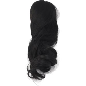 Long Curly Doll Wig 1/3 Ball Jointed Doll Hair, Soft Silk Real Scalp, Customizable Styles, Comfortable Wear, for 22-23cm Head Circumference (Black)