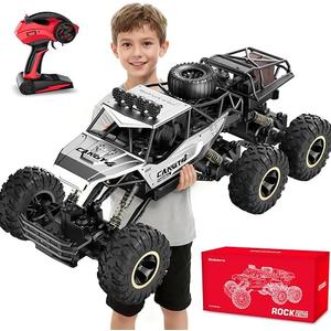 Jiakora RC Cars, Remote Control Monster Truck - Rock Crawler RC Truck with 2 Rechargeable Batteries, Metal Body, Large Size & LED Headlights, Boy Toys for Kids Ages 4-7 8-12 Birthday Gifts, Silver