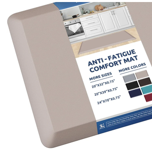 KitchenClouds Kitchen Mat Cushioned Anti Fatigue Rug 20"x39" Waterproof, Non Slip, Standing and Comfort Desk/Floor Mats for House Sink Office (Khaki)