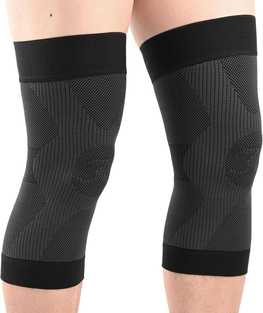 KEKING Orthopedic Brace for Tendinitis, Arthritis, ACL, MCL, Injury Recovery, Meniscus Tear, Knee Pain, Aching Knees, Patellar Tendonitis and Arthritis, Knee Compression Sleeves 2 Pack, Black M (1 Pair Black)