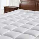 Twin Size Quilted Fitted Mattress Pad with Deep Pocket 8-21" - Cooling Breathable Pillow Top Mattress Topper & Protector, Machine Washable, White, 39x75 Inches