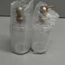 Vine Creations Clear Glass Soap Dispenser, 2 Pack Kitchen Soap Dispenser Set with Stainless Steel Pump, 16 Oz Dish Soap and Hand Soap Dispensers for Bathroom with Waterproof Labels (Clear Bottle / Brushed Brass Pump)