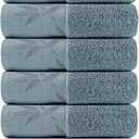 SEISSO Hand Towels 6 Pack, Ultra Soft and Highly Absorbent Bathroom Bath Hand Towel, Luxury Bamboo Viscose Hand Towels Multipurpose Use for Beach, Spa, Salon, Cyan Gray