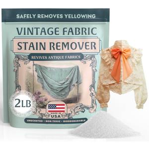 Vintage Fabric Stain Remover - Safely Cleans Retro & Antique Textiles - Made in the USA - Gently Removes Yellowing & Tough Stains From Vintage Linens, Quilts, Dresses, Doilies 32 Ounce (Pack of 1)
