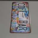 Vintage Coffee Bar License Plate Wall Decor Metal Tin Sign 12 x 6 Inches - Open DailyFresh BrewedSelf Serve