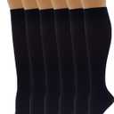 SUMONA 6 Pairs Women Opaque Stretchy Spandex Knee High Trouser Socks (9-11, Navy)
