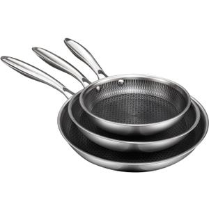Nonstick Frying Pan Set 3-Piece, 8&10&12 Inch Nonstick Frying Pans Set, Professional Frying Pans with Stay-Cool Handle, Dishwasher and Oven Safe, Compatible with All Cooktops