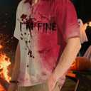 Halloween Button up Shirts for Men Vintage Halloween Scary Graphic Tees Shirt Hawaiian Shirt Short Sleeve (XXL)