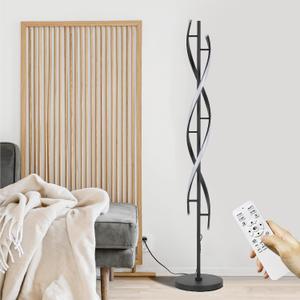 61" LED Floor Lamp for Living Room, 40W 3 Colors Stepless Dimmable and Color-Changing Bright Floor Standing Lamp,Unique Spiral Floor Tall Lamp for Bedroom Office with Remote (Black)
