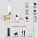 Battery Operated Wall Sconce,Rechargeable Wall Light 8000mAh Fast Chargin Dimmable 3000K/6000K 2Color Bulbs Endurance 100 Hours Infinitely with Remote Control Wall Sconce Set of 2 for Bedroom Living