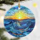 Christmas Ornaments, Dodosky 2.8in Ceramic Sunrise Ornament, Xmas Decor, Christmas Tree Ornaments, Xmas Decorations for Tree, Holiday Ornament, Gift Ideas, Sunrise Lover Gift, Gifts for Family, Friend