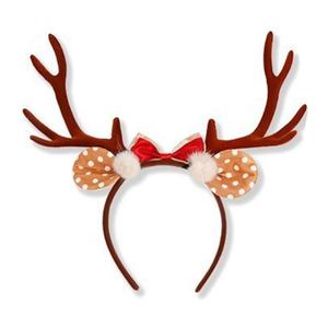 2 x Christmas Deer Antlers Headband With Bow, Reindeer Antlers Hair Accessories for Women, Christmas Cosplay Costume Party
