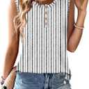 LOMON Tank Top for Women Crew Neck Sleeveless Loose Fit Button Casual Tee Shirts Summer Fashion 2026 Tunic Tops Blouses (M)