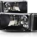 PM PERFORMOTOR 4Pcs-Set Black Amber Headlights Replacement Compatible with 94-01 Dodge Ram 1500/94-02 Ram 2500/3500, PMHL-DRAM-9401-4P-OH-BA