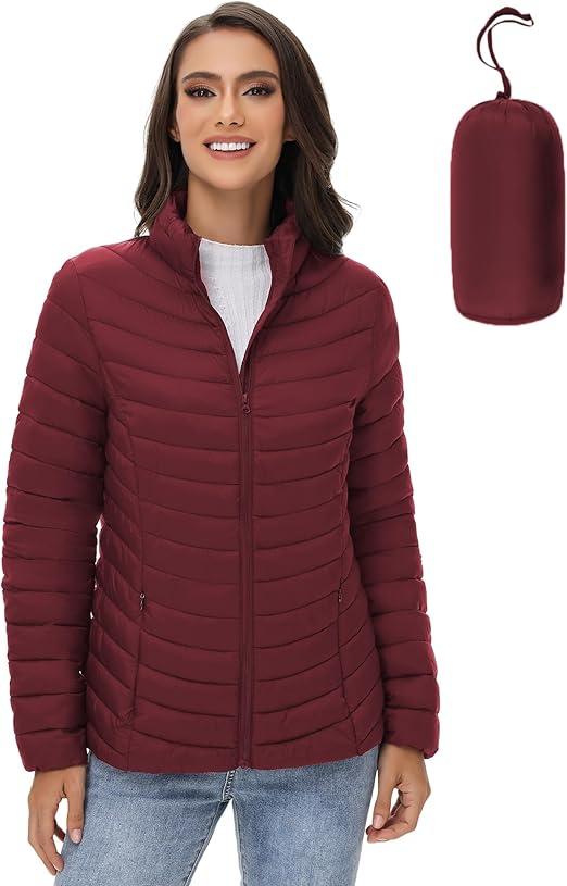 ROYAL MATRIX Women's Packable Puffer Jacket Lightweight Quilted Puffer Jacket Winter Warm Puffy Jacket with Stand Collar
 XL