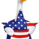4th of July Proch Goose Outfit Patriotic Stars Pillow Design with Top Hat for 23" Lawn Cement Goose Independence Day Garden Patio Yard Outdoor Decorations