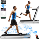 SuperFit 4.75HP 2 In 1 Folding Treadmill W/Remote APP Control Silver