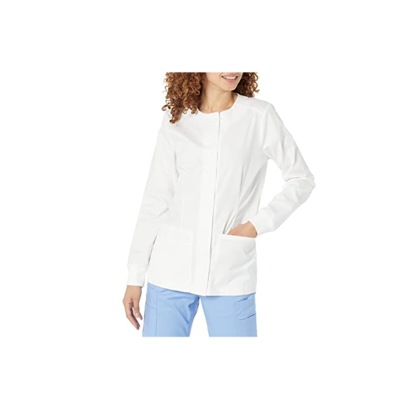 Amazon Essentials Women's Scrub Snap Jacket, White, S