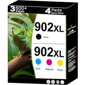 902XL Ink Cartridge Combo Pack for HP 6958 6970 Printer Compatible for HP 902 HP902 XL HP902XL to OfficeJet 6978 6968 6960 6975 6956 6961 6963 6964 6962 6950 6954 6951 Black Cyan Magenta Yellow