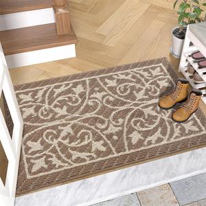NIOKIT Indoor Entryway Doormat Absorbent Non Slip Entrance Floor Door Mats Low Profile Inside Entry Doormats for Entryway Resist Dirt Washable Durable Welcome Mat for Front Door 24" X 36",Khaki