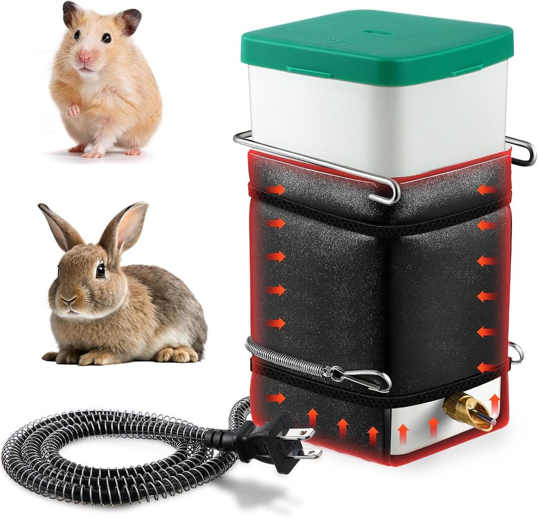 Saillong 2 Pack Rabbit Water Bottle, 32 oz No Drip Heated Water Bottle for Rabbits, Hamster, Guinea Pigs, Ferrets, Birds, Mouse, Cockatiel, Rats, Other Small Animal Pet No Leak No Mess Mount Drinker