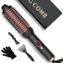 Thermal Brush,1.5 Inch Thermal Round Brush 10 Temps Heat Up to 248F-410F,1 1/2 inch Travel Curling Iron with Double PTC Heated Round Curling Wand Ceramic Tourmaline Ionic,Double Voltage Hair Culer (Black)