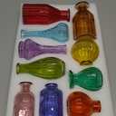 Eleganttime Bud Vases for Flowers,Glass Colored Bud Vase in Bulk Set of 10,Small Vintage Vase Bottle for Wedding Decorations,Garden and Home Decor,Centerpieces,Colorful Mexican Dcor